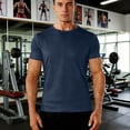 thumbnail image 2 of YLSDY Men's Quick Dry Ribbed T-Shirts Basic Solid Color Crew Neck Short Sleeve Tees Navy XXL, 2 of 5
