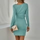 thumbnail image 4 of Mini Vestido Cruzado Con Cuello Redondo, Suave Y Cómodo Vestido De Manga Larga Con Cintura Elegante Y Transpirable Para El Trabajo Para Mujer ANGGREK  Otros, 4 of 6