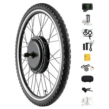 KFFKFF 1000W E-Bike Conversion Kit, 48V 420rpm 26" Front Wheel Electric Bicycle Hub Motor Kit with Enhanced Speed Regulator, Throttle Grip Set, LCD Screen, and Pedal Assist System for Street Bicycle