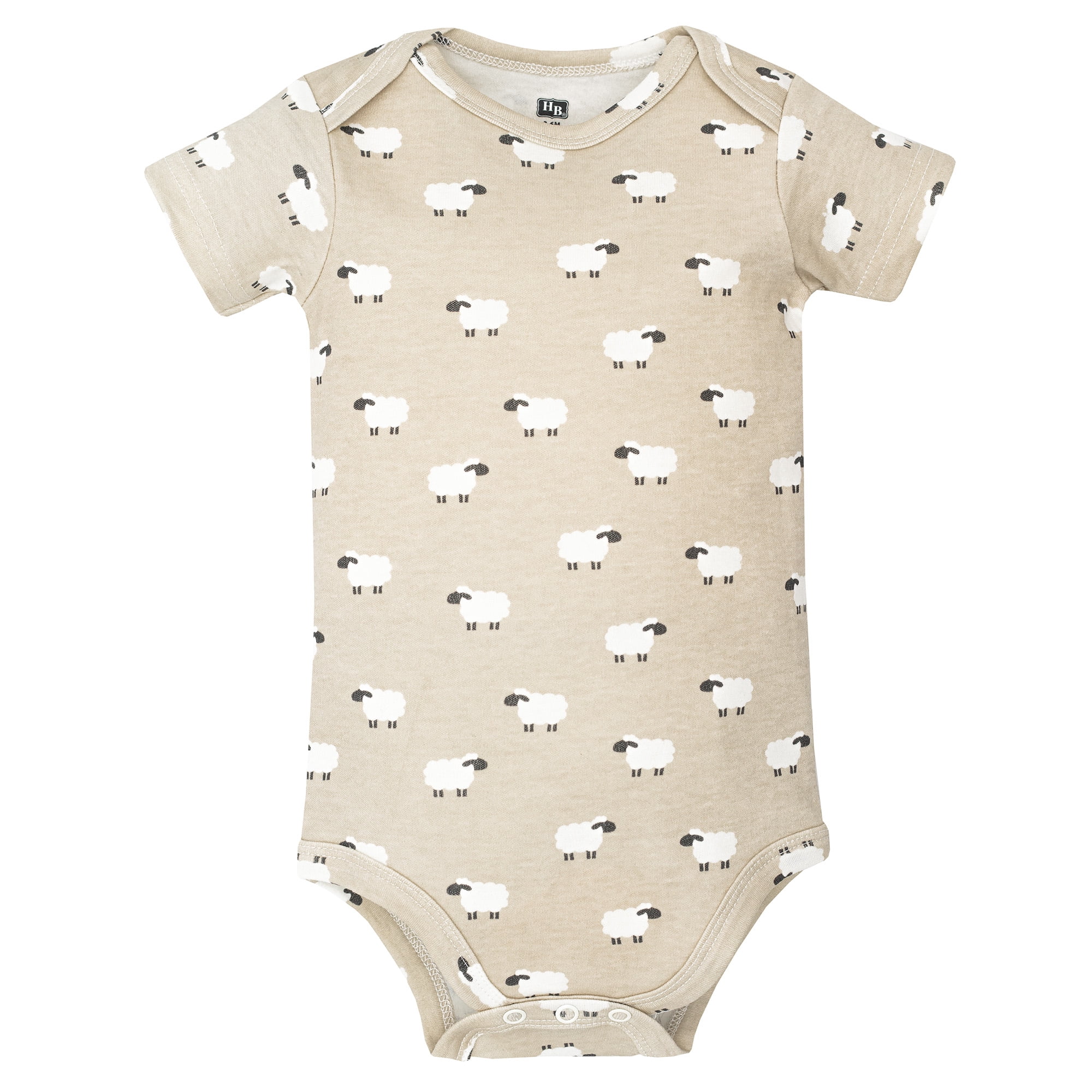 Hudson Baby Infant Cotton Bodysuits 5-Pack, Taupe Sheep, 18-24 Months