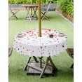 thumbnail image 4 of Fsddascl Red Polka Dot Outdoor Tablecloth - 54 Inch Round Dining Table Cover, Abstract Modern Art Dots Watercolor Waterproof Outdoor Table Cloth with Umbrella Hole & Zipper for Picnic/Patio/Party, 4 of 7