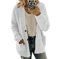 thumbnail image 1 of Abrigo de invierno de felpa gruesa para mujer, cárdigan térmico suave de un solo pecho para otoño, suéteres de moda para mujer, sudaderas con botones, prendas de vestir exteriores, 1 of 5