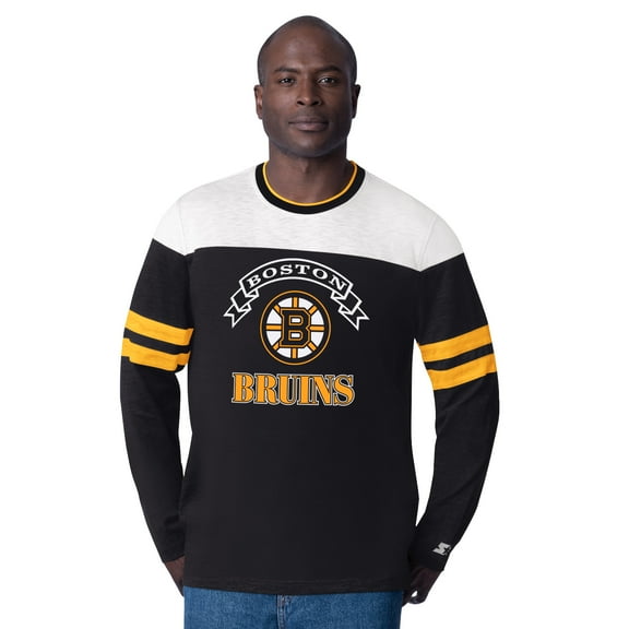 Men's Starter Black Boston Bruins Blitz Durene Long Sleeve T-Shirt