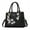 Black, variant on Women Elegant Vegan Leather Hand Bags Emborided Thread Sowing Floral Pattern Shoulder Bag Ladies Solid Handbag
