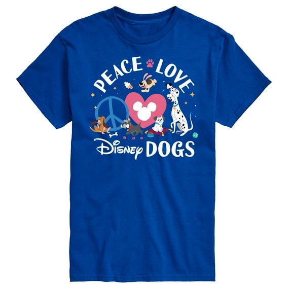 Disney Classics - Cats & Dogs - Peace Love Disney Dogs - Men's Short Sleeve Graphic T-Shirt