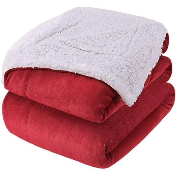 Red Blanket 50"x61" Super Warm Sherpa Blanket Fuzzy Thick Fleece Blankets for All Season Extra Soft for Bed Couch