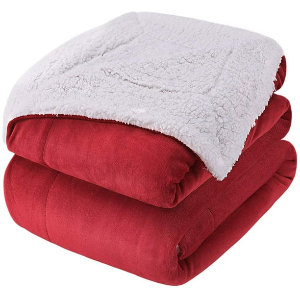 Red Blanket 50x61 Super Warm Sherpa Blanket Fuzzy Thick Fleece Blankets  for All Season Extra Soft for Bed Couch