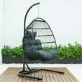thumbnail image 2 of LeisureMod Wicker Folding Hanging Egg Swing Chair Charcoal, 2 of 12