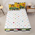 thumbnail image 4 of Homewish Cartoon Vintage Car Zipper Twin Comforter Sets with Fitted Sheet and 2 Pillowcases,Green Yellow Zipper Bedding Set for Teens,4-Piece, 4 of 6
