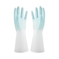 thumbnail image 2 of 1Pair Waterproof Rubber Cleaning Gloves, Premium Reusable Kitchen Dishwashing Gloves with Long Cuff, Non-Slip Scratch Resistant Household Gloves for Cleaning, Cooking, Bathroom & Sanitary,Blue,L, 2 of 5