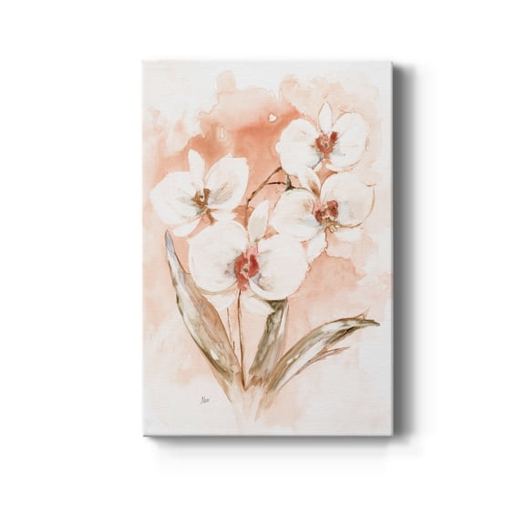 White and Coral Orchid I Premium Gallery Wrapped Canvas - Ready to Hang - 24 x 36