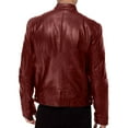 thumbnail image 4 of XDZJLR Men Vintage Cool Jacket Leather Long Sleeve Autumn Winter Stand Collar Club Coat, 4 of 5