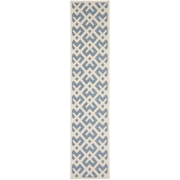 Safavieh Courtyard Alvin Geometric Indoor/Outdoor Runner Rug, Blue/Bone, 2'3" x 10'