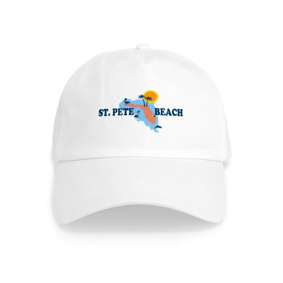 CafePress - St. Pete Beach Map Design. Cap - Adjustable 100% Brushed Unisex Casual Cotton Baseball Cap, Beige, 1