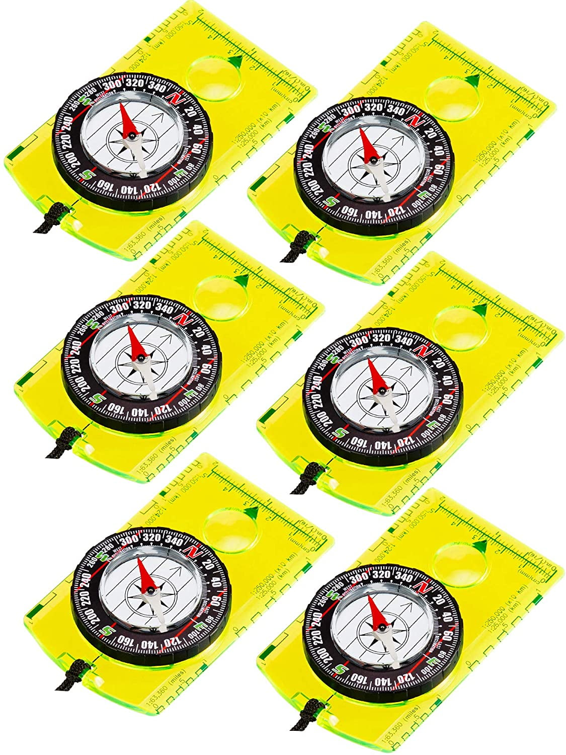 6 Pieces Navigation Backpacking Compass Orienteering Hiking Compass