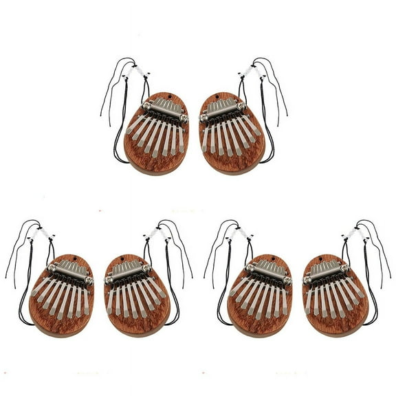 6Pcs Kalimba Thumb Piano 8 Key Mini Thumb Piano Finger Piano Mini Kalimba Thumb Piano for Kid Adult Instrument Accessory,6 x mini kalimba thumb piano(With lanyard),Wood color