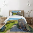 thumbnail image 3 of Ambesonne Outhouse Quilted Bedspread Set 2 Pcs, Farm Village Rustic, Twin Size, Dark Grey Sky Blue, 3 of 6