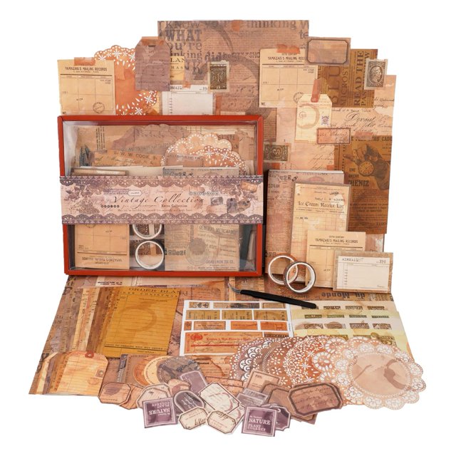 Retro Scrapbook Kit Vintage Scrapbooking Kit Scrapbook Paper Notepad Sticker Letter Paper Envelope Tape Card Diy Art Craft Project Making Journaling