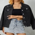 thumbnail image 2 of Women‘s Ripped Denim Jackets  Long Sleeve Button Up Slim Fit Distressed Jean Jackets, 2 of 9