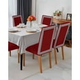 thumbnail image 3 of Stretch Chair Covers Set of 6, Greek Geometric Inspired Twist Line Universal Fit Elastic Decorative Dining Chairs Slipcovers for Wedding, Banquet, Abstract Key Pattern on Red, 3 of 6