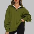 thumbnail image 2 of Womens Oversized Sweatshirts Trendy,Women's Causal 1/4 Zip Pullover Long Sleeve Collar Sweatshirts Solid Color V Neck Pullover Tops Drop Shoulder Fleece Workout Sweater, 2 of 6