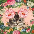 thumbnail image 2 of The Font Diva 26x26 Gold Ornate Wood Framed with Double Matting Museum Art Print Titled - Cat Garden, 2 of 4