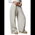 thumbnail image 1 of Pantalones Deportivos de Pierna para Mujer, Cintura Alta, Holgados, con Cordón Interior y Pierna Recta. Gris S, 1 of 10