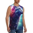 thumbnail image 2 of Fotbe Starry Multicolored Wolf Men's Camiseta sin Mangas Estampada para Hombres, Playera Casual para Gimnasio, Entrenamiento, Playa-Small, 2 of 7