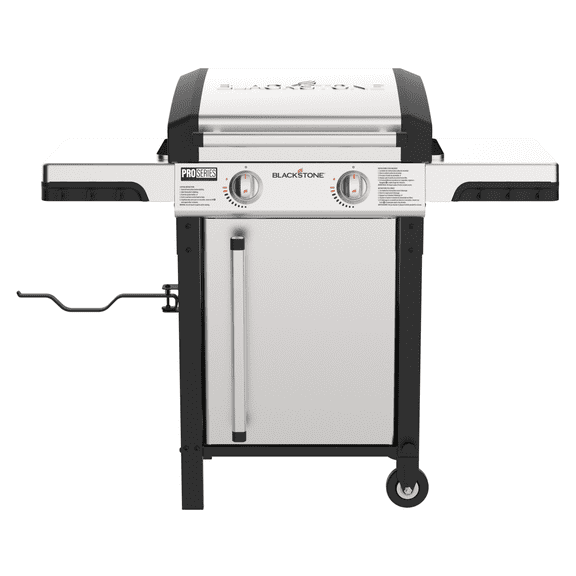 Blackstone ProSeries Outdoor Griddle, 2-Burner 22" Propane Flat Top Grill with Side Shelves, Stainless Steel