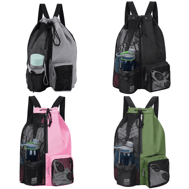 Mochilas Deportivas Baloncesto Con Cordón Malla Gruesa para Entrenamiento (gris)