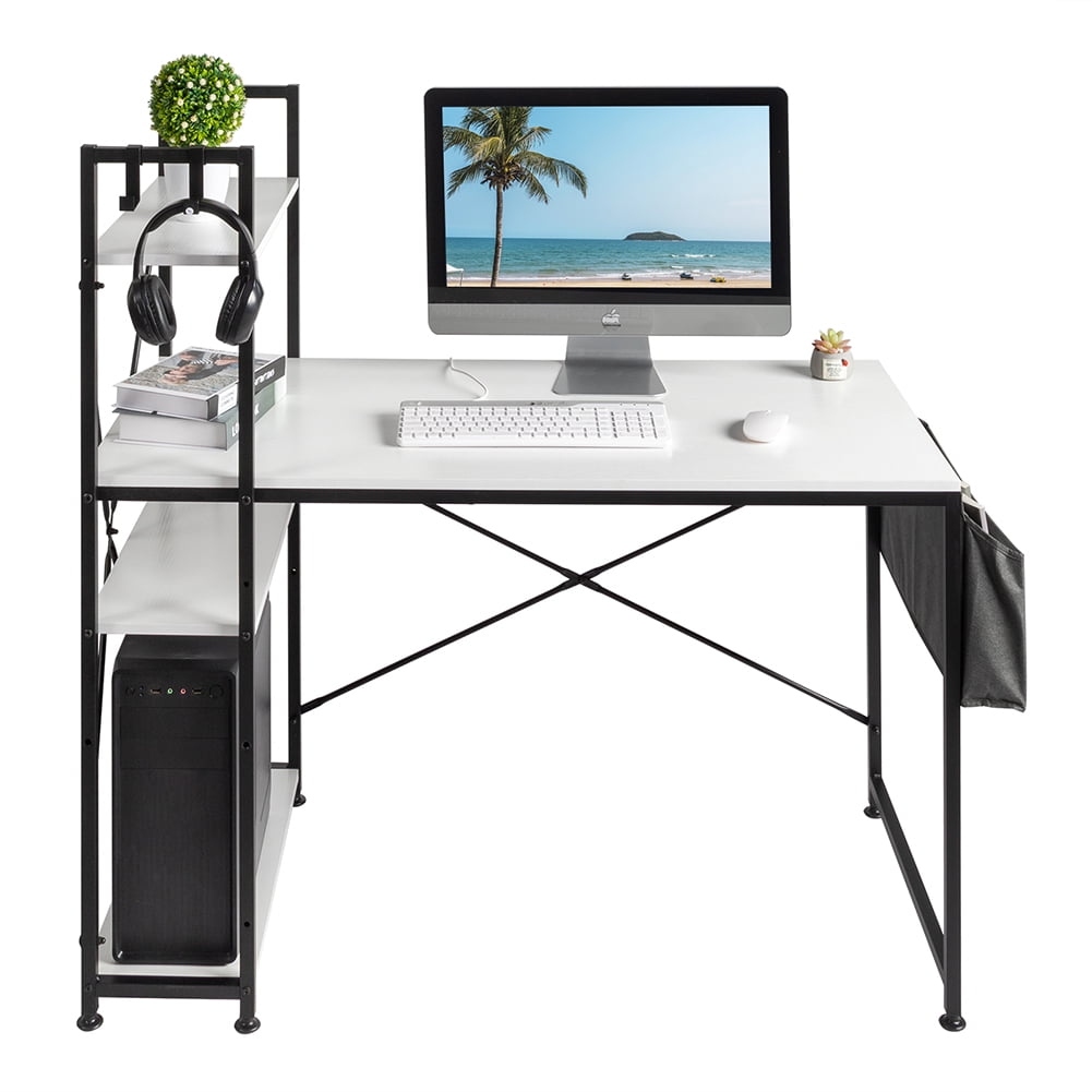 Kadyn Computer Desk, Side Storage Desk with Non-woven Bag and USB Power Port, Durable Study Table for Home, White Kadyn Computer Desk, Side Storage Desk with Non-woven Bag and USB Power Port, Durable Study Table for Home, White