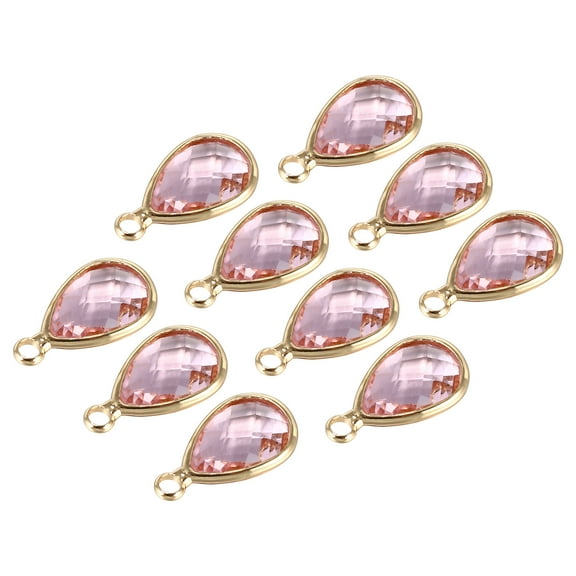 Uxcell Birthstone Charm Beads Drop Pendant, 10Pcs Birthstone 0.63 x 0.31", Pink