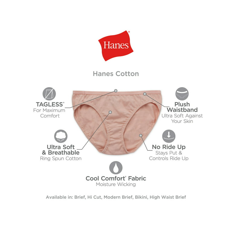 Hanes Women's Breathable Cotton Hi-Cuts Panty, White, 10-Pack, 9