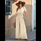 thumbnail image 4 of Mono de Mujer de Corta con Cuello en V, Elegante, Informal, con Pierna y Pantalones. Beige M, 4 of 9