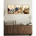 thumbnail image 6 of SHENIFY Morden Mountains Pine Tree Forest Wall Art Sunrise Boho Nature Landscape Decor Artwork Prints Rustic Living Room Hallway 12x16in3pcs Natural Framed, 6 of 7