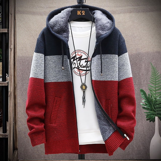 WILLBEST Hoodies pour Hommes à Manches Courtes, Cardigan à Capuche à Fermeture à Glissière Automne/hiver, Veste Doublée Chaude avec Poches