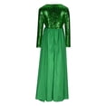 thumbnail image 5 of IROINNID Sequin Dress for Women Round- Neck Palette Suspenders High Waist Condole Gold Velvet High Waist Formal Dress Deals,Green, 5 of 6