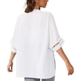 thumbnail image 3 of Uvplove women's Swimsuit Cover Up Shirt Lightweght Puff Sleeve Cardigan Chiffon Blouse Top,White,L, 3 of 8