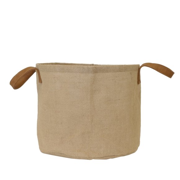 Jute Storage Planter Bag with Handles; Round Bottom; 30x30x24