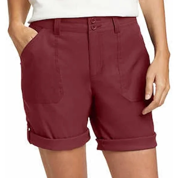 Eddie Bauer Ladies' UPF 50  Cargo Shorts (Red, 4)