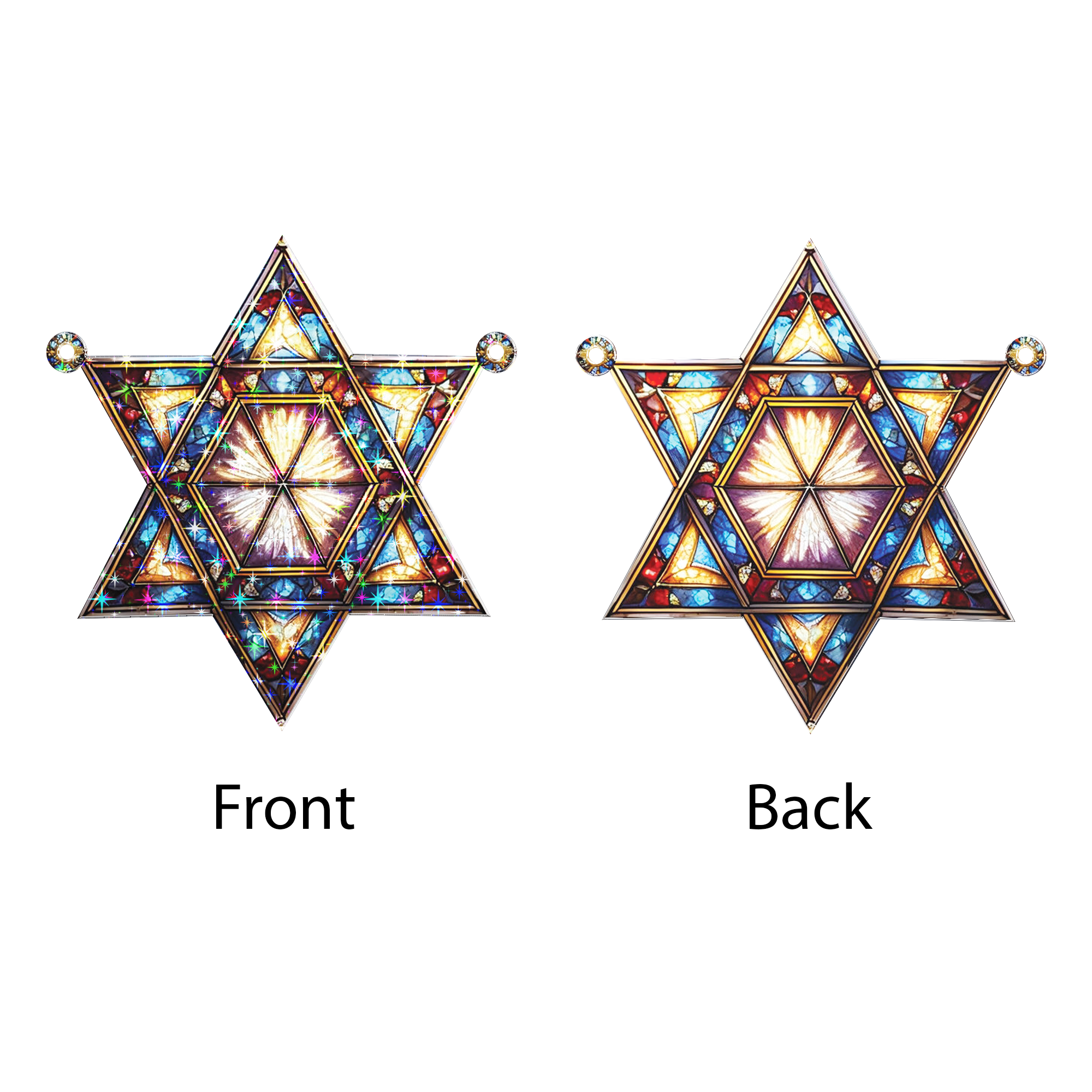 89Bloom Star of David Stained Glass Hologram Ornament, Stained Glass Suncatcher Ornaments Home Decor, Holographic Ornaments
