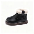 thumbnail image 4 of Kids Ankle Boots Winter Fleece Lined Faux Leather Booties Round Toe Soft Sole Comfortable Warm Boots Black 10 Little Kids, 4 of 6