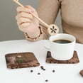 thumbnail image 6 of Disketp Coffee Beans Funny Coasters,6 Pcs Leather Coasters With Holder, Perfect Housewarming Hostess Gifts,Protect Furniture From Water Marks Scratch And Damage, 6 of 9