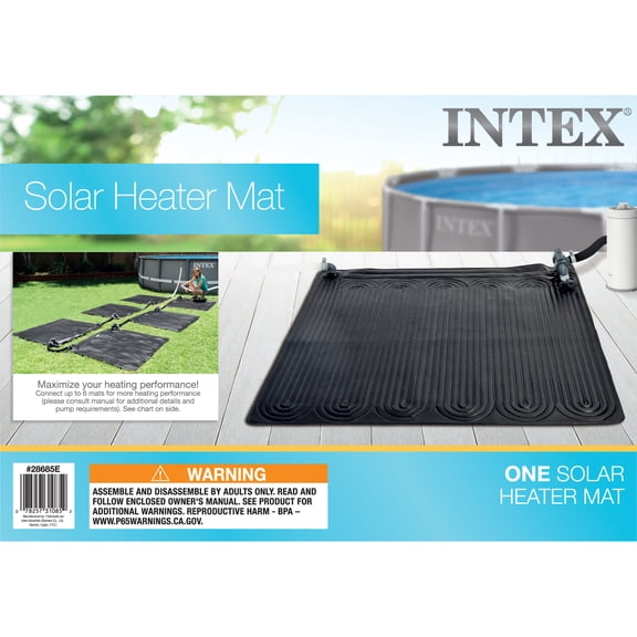 Intex: Solar Heater Mat - 47" Black, Water Warming Pad for 8k Gal Above Ground Swimming Pool, Raise Temperature 5-9 Degrees, Hose Attachment, Adapters