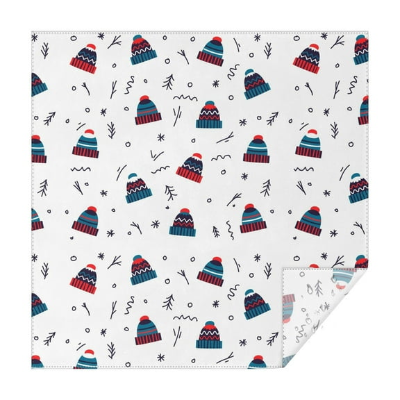 Christmas Square Tablecloth 42x42 Inch – Waterproof Polyester Printed Table Cover, Wrinkle Resistant & Washable for Kitchen Dining Picnic Party Decor, Single-v4-15, White