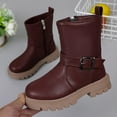 thumbnail image 4 of Wine Elegant Wine Girls Boots With Faux Leather Material And Warmth For Winter Seasons, Providing Durable Construction, 4 of 7