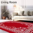 thumbnail image 2 of ODIKA 5'x7' Machine Washable Non-Slip Area Rug, Vintage Holiday Scrollwork with Whimsical Snowflake Embellishments High Traffic Rug, Red, 732994, 2 of 7