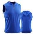thumbnail image 5 of Men's Casual Sporty Hooded Sleeveless Vest, Breathable Solid Color Pullover for Spring Fall, Layering Piece,Blue,2XL, 5 of 5