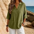 thumbnail image 4 of Oversized Tshirts for Women Lapel Short Sleeve Color Loose Daily Casual Top Summer Clothes for Women, 4 of 4