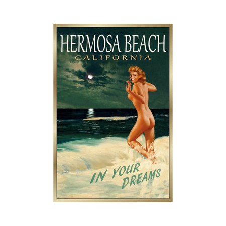 POSTER HERMOSA Beach California Original Marilyn Monroe Travel Poster New Retro Bathing Beauty Pin Up Ocean Art Print 171-UNFRAMED
